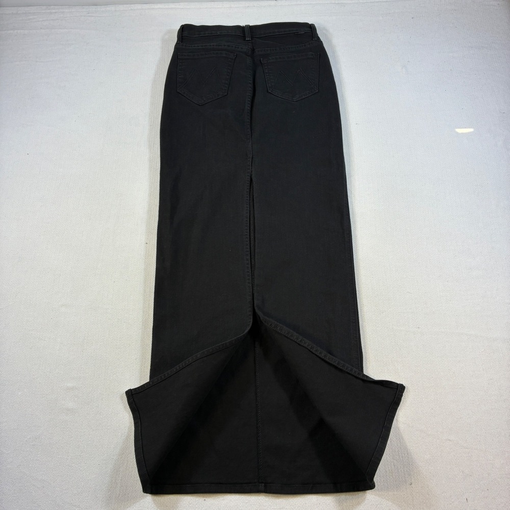 Mother The Flagpole Denim Maxi Skirt Pitch Black High Rise‎ Slit Size 25